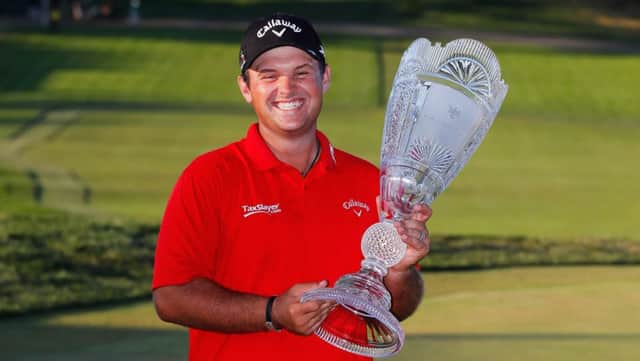 Patrick Reed shows his delight after winning the Barclays Championship. Picture: Getty Images