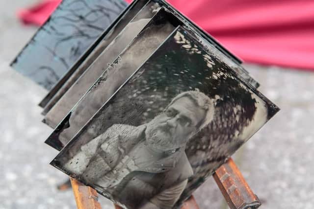 A rack of Tintype photographs from a workshop at the festival. Picture: Alan S. Morrison
