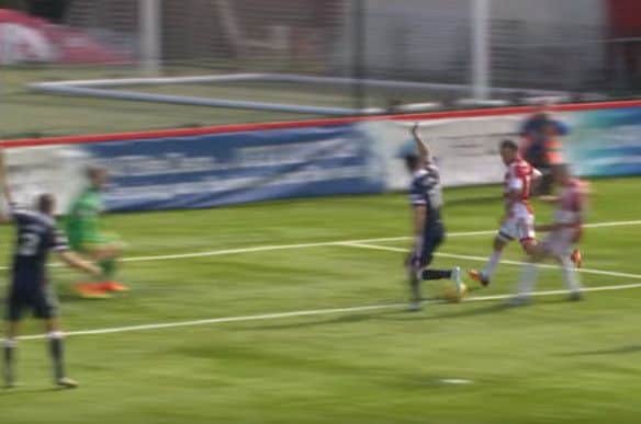Ross County defender Erik Cikos claims for an infringement. Picture: YouTube