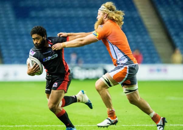 Edinburgh's Sasa Tofilau in action against Newcastle in last week's pre-season match. Picture:  Ross Parker/SNS