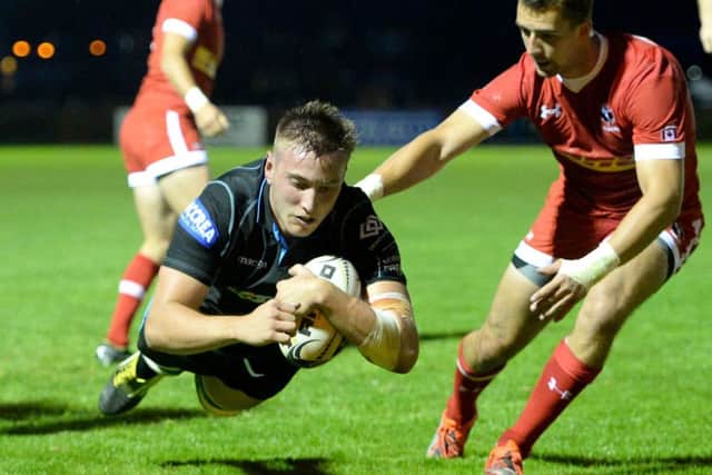 Glasgow Warriors' Matt Fagerson crosses the line for his side's fifth try. Picture: Bill Murray/SNS