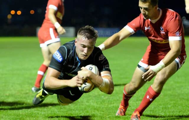 Glasgow Warriors' Matt Fagerson crosses the line for his side's fifth try. Picture: Bill Murray/SNS