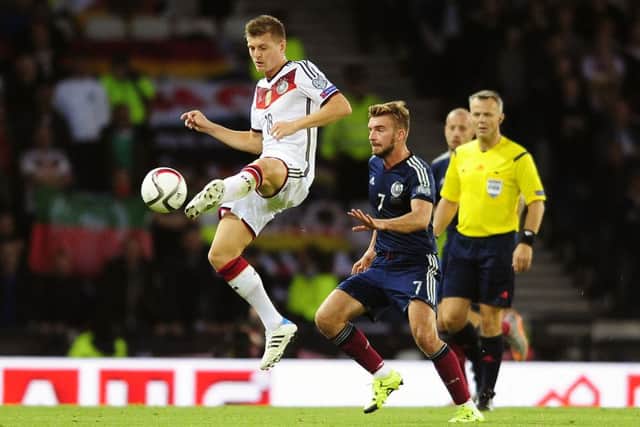 James Morrison in action for Scotland. Picture: Michael Gillen