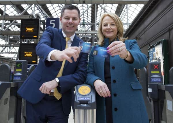 Scotrail Alliance Commercial Director, Cathy Craig, and then Transport Minister Derek Mackay launched the Smartcard in March. Picture: SNS