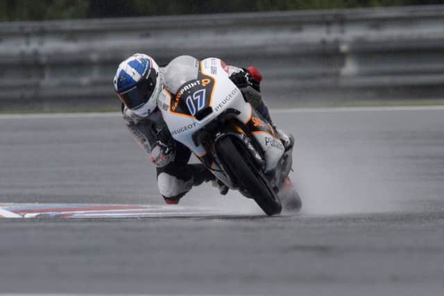 John McPhees awe-inspiring bike handling on a wet track in Brno gave the Oban rider a Grand Prix win. Picture: Mirco Lazzari gp/Getty