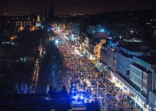 Edinburghs Hogmanay street party attracted 70,500 to the capital. Photograph: Ian Georgeson