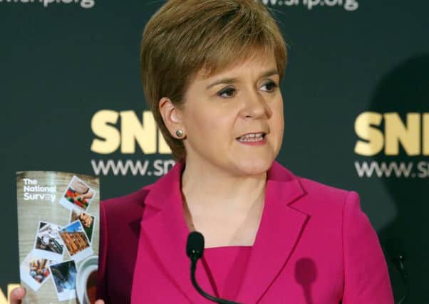 Sturgeon at the Stirling launch of what she dubbed the biggest ever political listening exercise. Picture: Andrew Milligan/PA