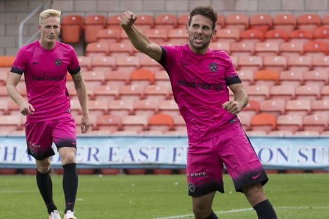 Dundee United debutant Tony Andreu celebrates his goal to make it  3-2 in ET. Picture: Kenny Smith/SNS