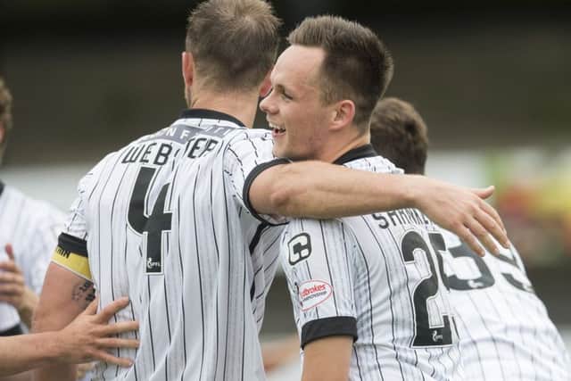 Lawrence Shankland celebrates netting the winner for St Mirren