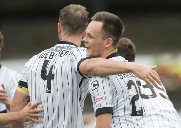 Lawrence Shankland celebrates netting the winner for St Mirren