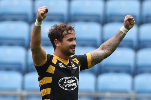 Danny Cipriani pumps his fists at full-time after his Wasps team opened the Premiership campaign with a 25-20 win over Exeter. Picture: Getty