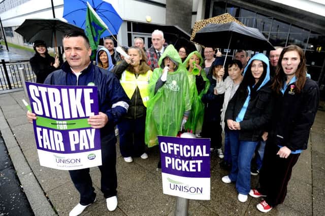 Support staff at New College Lanarkshire join colleagues around country in strike action. Picture: Alan Murray