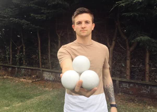 Juggler Luke Davies is attempting to break the world record. Picture: SWNS