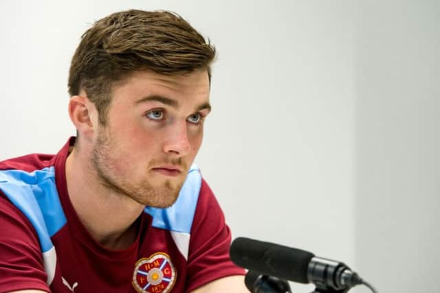 Hearts' John Souttar spoke to the media after returning from international duty. Picture: SNS