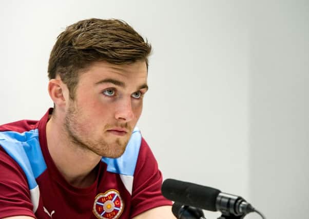 Hearts' John Souttar spoke to the media after returning from international duty. Picture: SNS