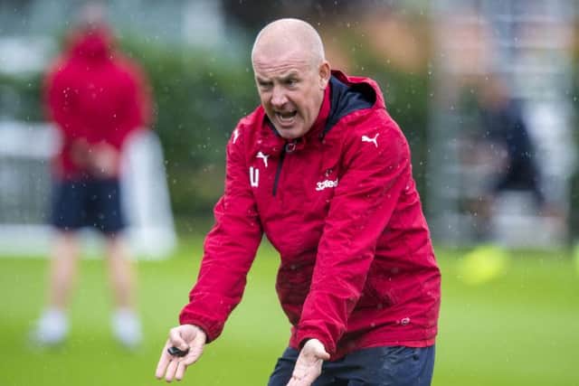 Rangers manager Mark Warburton takes training ahead of the first Old Firm derby of the season. Picture: SNS