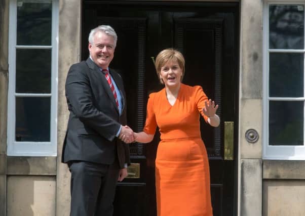 Welsh First Minister Carwyn Jones at Bute House with Nicola Sturgeon. Picture: Andrew O'Brien