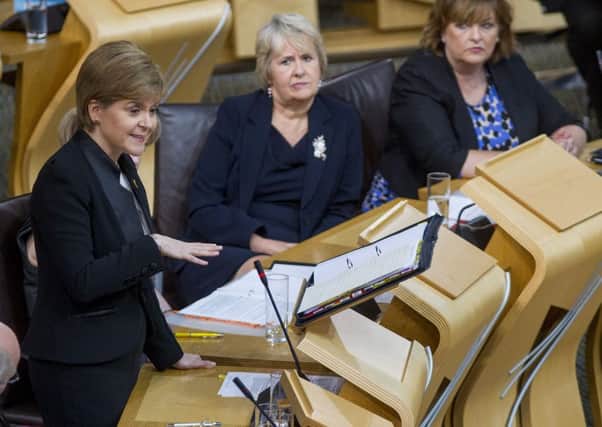 First Minister Nicola Sturgeon at the first FMQs since the summer break. Picture: SWNS