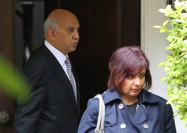 Keith Vaz pictured with his wife Maria Fernandes leaving their home in Edgware, London. Picture: SWNS