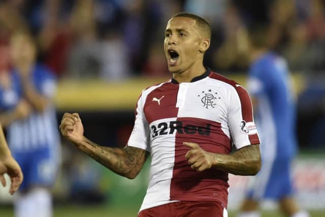 James Tavernier celebrates after netting his goal against Kilmarnock. Picture: SNS
