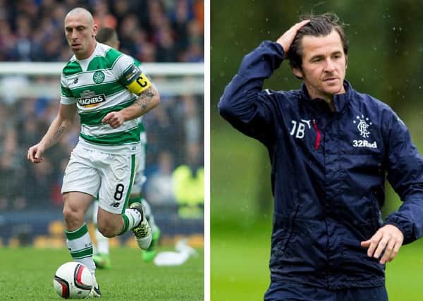 Scott Brown and Joey Barton will go head-to-head in the Old Firm game. Pictures: John Devlin/SNS