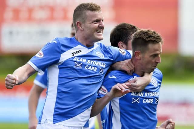 St Johnstone's Steven MacLean, right, celebrates his goal with Brian Easton. Picture:  Craig Foy/SNS