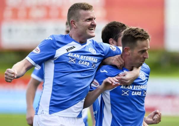 St Johnstone's Steven MacLean, right, celebrates his goal with Brian Easton. Picture:  Craig Foy/SNS