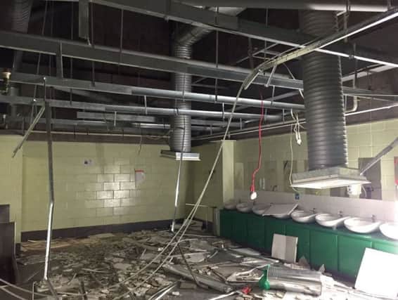 Damage done inside Celtic Park after the game. Picture: Twitter