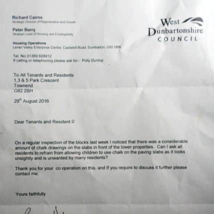 The letter sent by the council to residents. Picture: SWNS