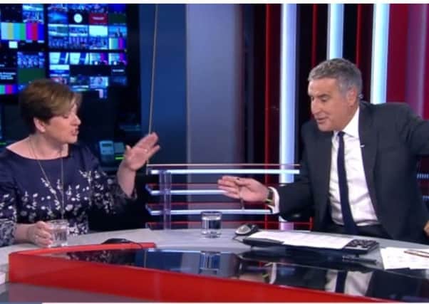 Emily Thornberry clashes with Sky News presenter Dermot Murnaghan. Picture: Sky News/PA Wire