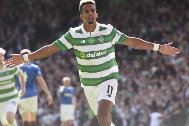 Celtic's Scott Sinclair celebrates his goal against Rangers. Picture: Craig Williamson/SNS