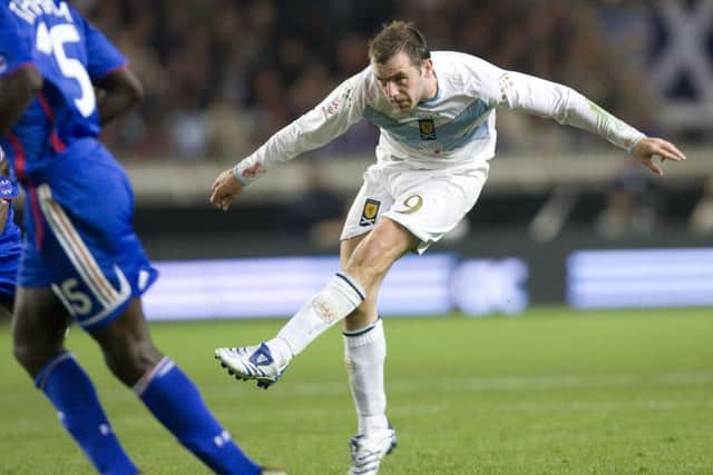 James McFadden writes himself into Scotland folklore with this goal against France, nine years ago to this day. Pic: SNS