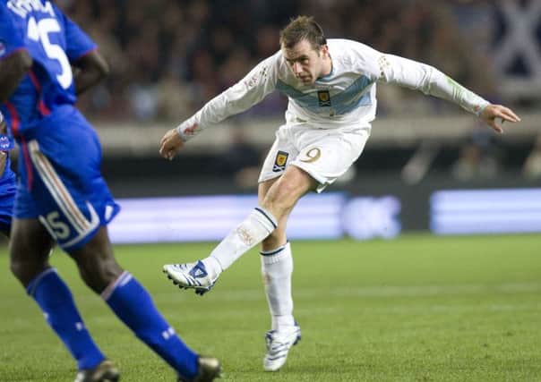 James McFadden writes himself into Scotland folklore with this goal against France, nine years ago to this day. Pic: SNS