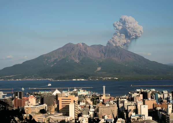 Sakurajima volcano with downtown Kagoshima in the foreground. Picture: Centre/University of Exeter/PA Wire
.