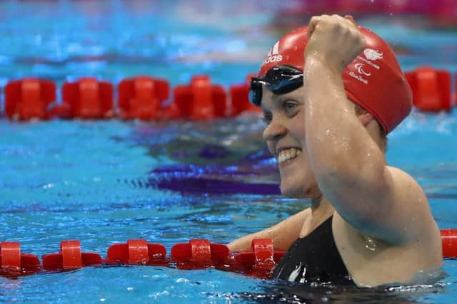 Ellie Simmonds celebrates after wining the women's 200m iIndividual medley SM6 final.  Picture: Buda Mendes/Getty