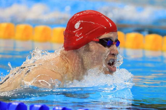 Great Britain's Sascha Kindred on his way to winning gold during the men's 200m individual medley SM6 final. Picture: Adam Davy/PA Wire
