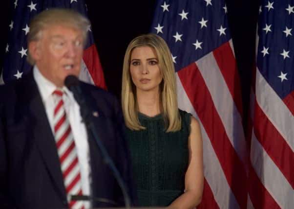 Ivanka Trump looks on as her father Donald Trump, speaks. Picture: Getty Images