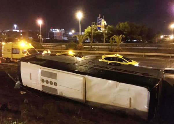 The bus crashed near Barcelona's El Prat airport. Picture: Aitor Alvarez/PA Wire

.