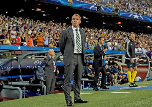 Celtic manager Brendan Rodgers on the touchline at the Nou Camp. Picture: Craig Williamson/SNS Group