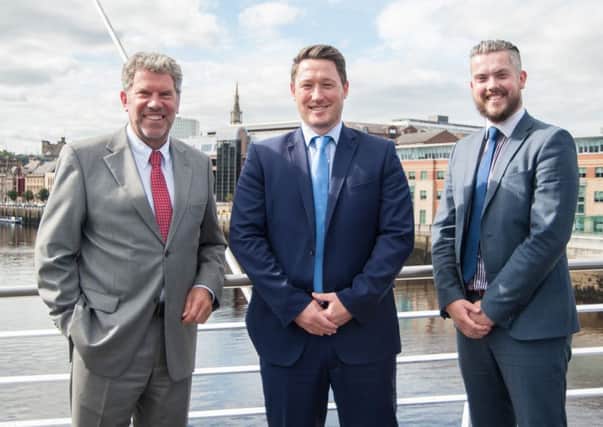 From left: Matt Wightman, Rob Aberdein and Joseph Bowie will lead the law firm's push into the English and Welsh markets. Picture: Contributed