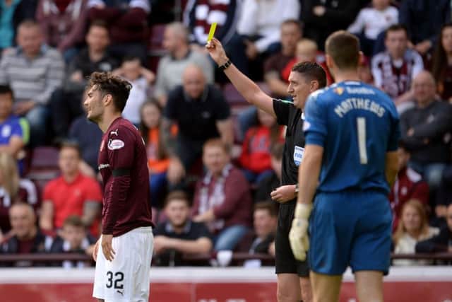 Tony Watt was booked after going to ground against Hamilton. Picture: SNS
