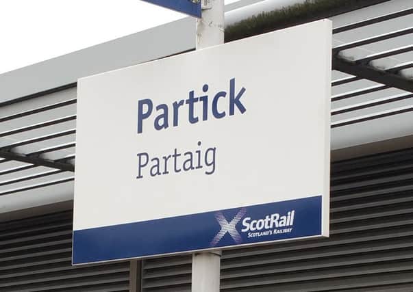 The English and Gaelic versions of Partick/Partaig are displayed at the railway station. Picture: ScotRail