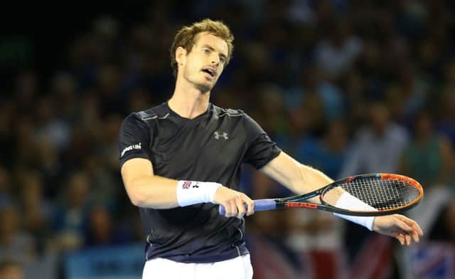 Great Britain's Andy Murray reacts during his Davis Cup defeat by Argentina's Juan Martin del Potro in Glasgow. Picture: PA
