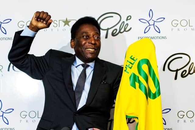 Pele plays to the crowd in Glasgow last night. Picture: SNS.