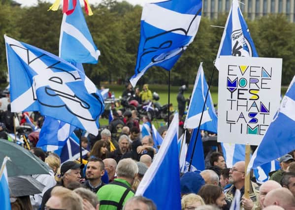 Scottish Independence supporters gather in Glasgow Green to mark the two year anniversary of the Scottish Referendum.