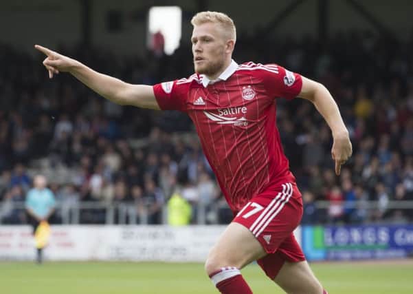 Aberdeen's Jayden Stockley celebrates his goal. Picture: SNS.