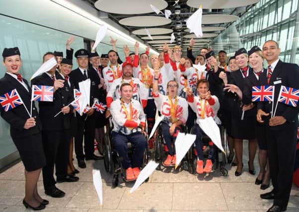 Members of the Team GB arriving on British Airways flight BA2016  from Rio de Janeiro to London Heathrow. Picture: Getty Images