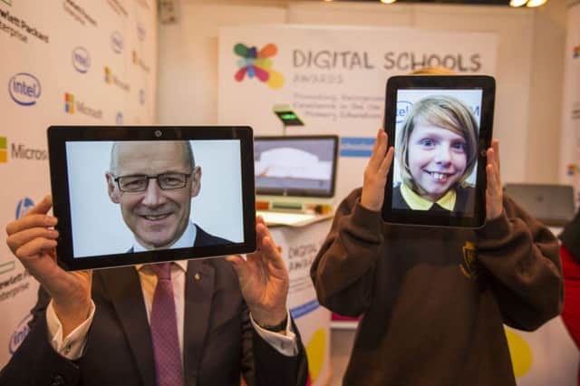 John Swinney launches the Digital Schools Awards, a programme tp encourages best practice use of digital tech in primary schools. Picture: Jeff Holmes