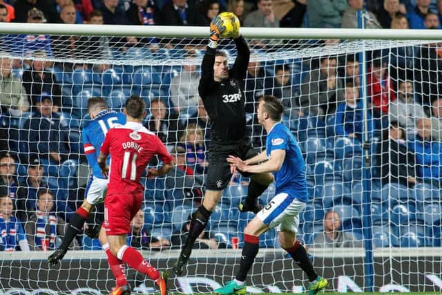 Matt Gilks in action during the Betfred Cup quarter-final win over Queen of the South. Picture: Kirk O'Rourke/Rangers FC/Press Association Images