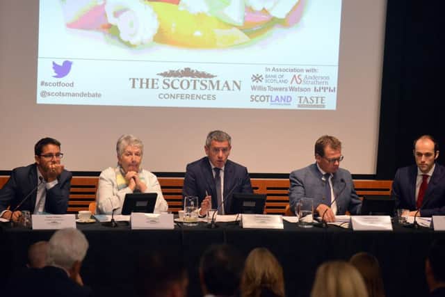 Conference speakers included, from left: James Withers, Shirley Spear, Stephen Jardine, Stephen Leckie, Martin Whiteford. Pic by Jon Savage.